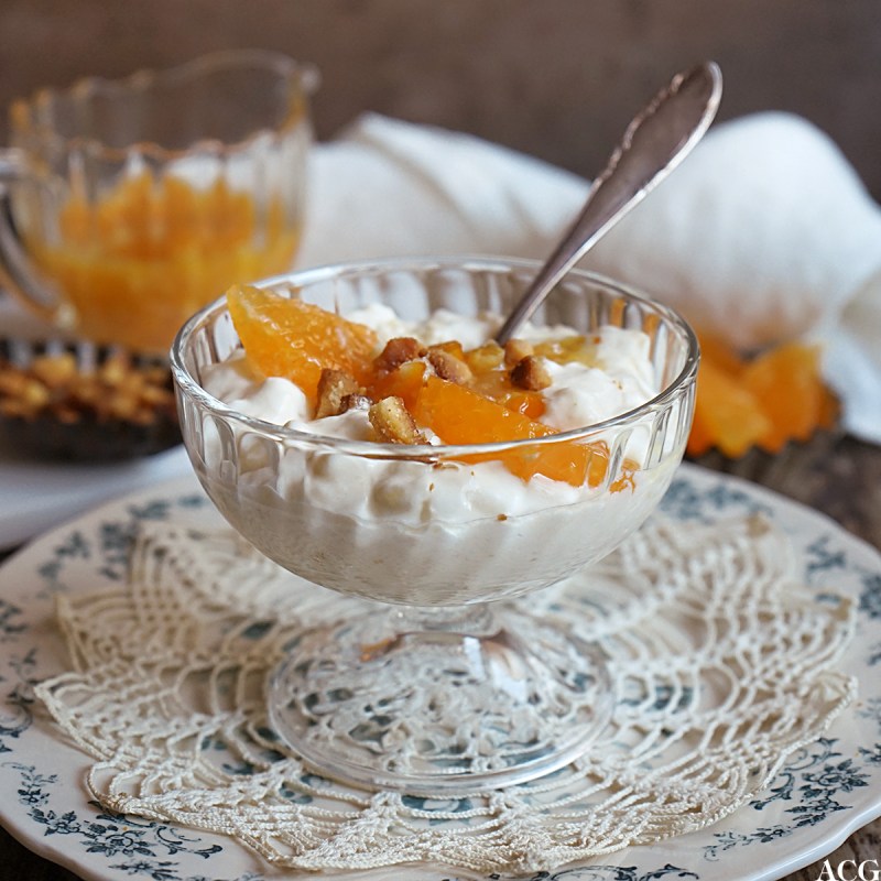 riskrem med marsipan og klementinmarmelade