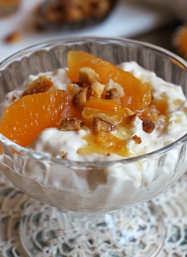 riskrem med klementinmarmelade og marsipan