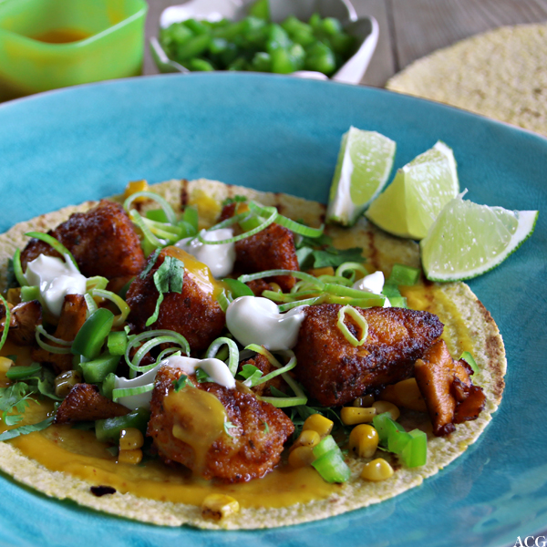 Fisketaco med kantareller og mangosaus